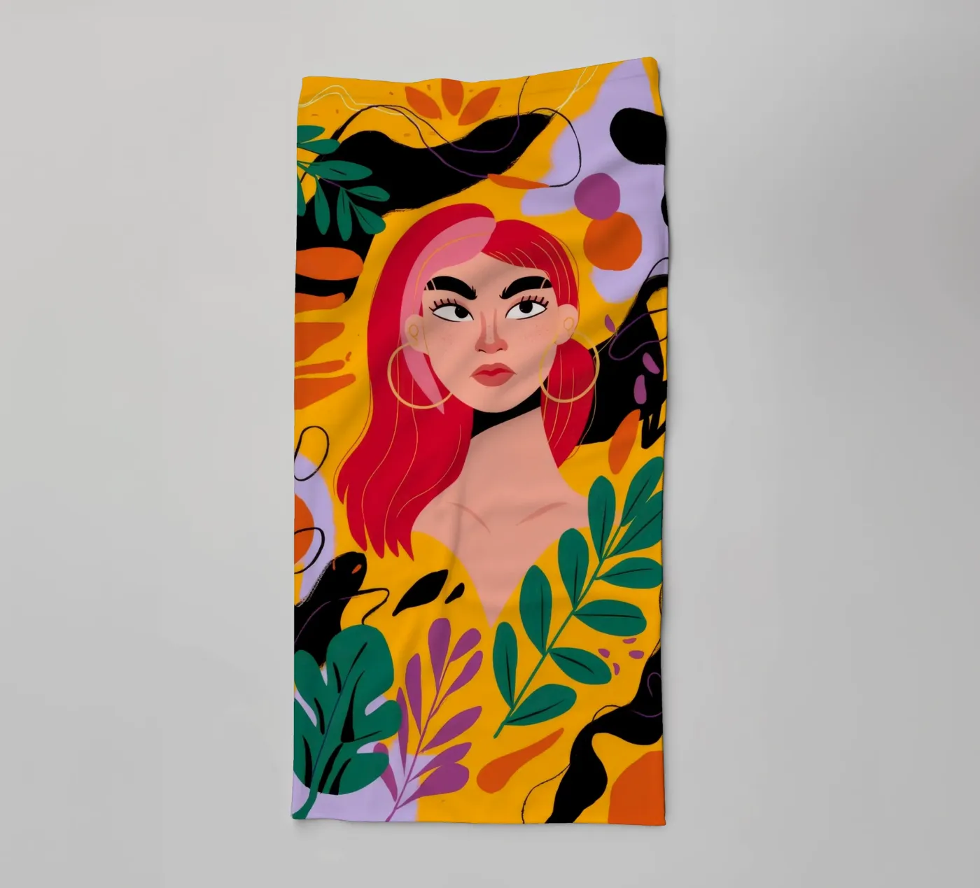 Ruby Haired Muse Handtuch von Paez Harmony