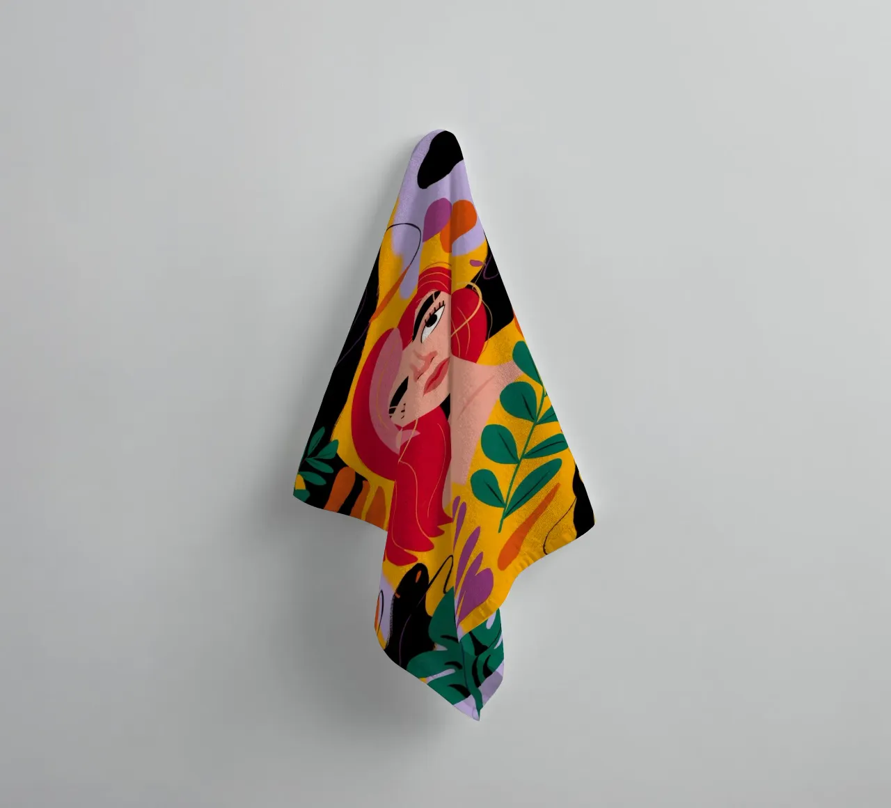 Ruby Haired Muse towel by Paez Harmony
