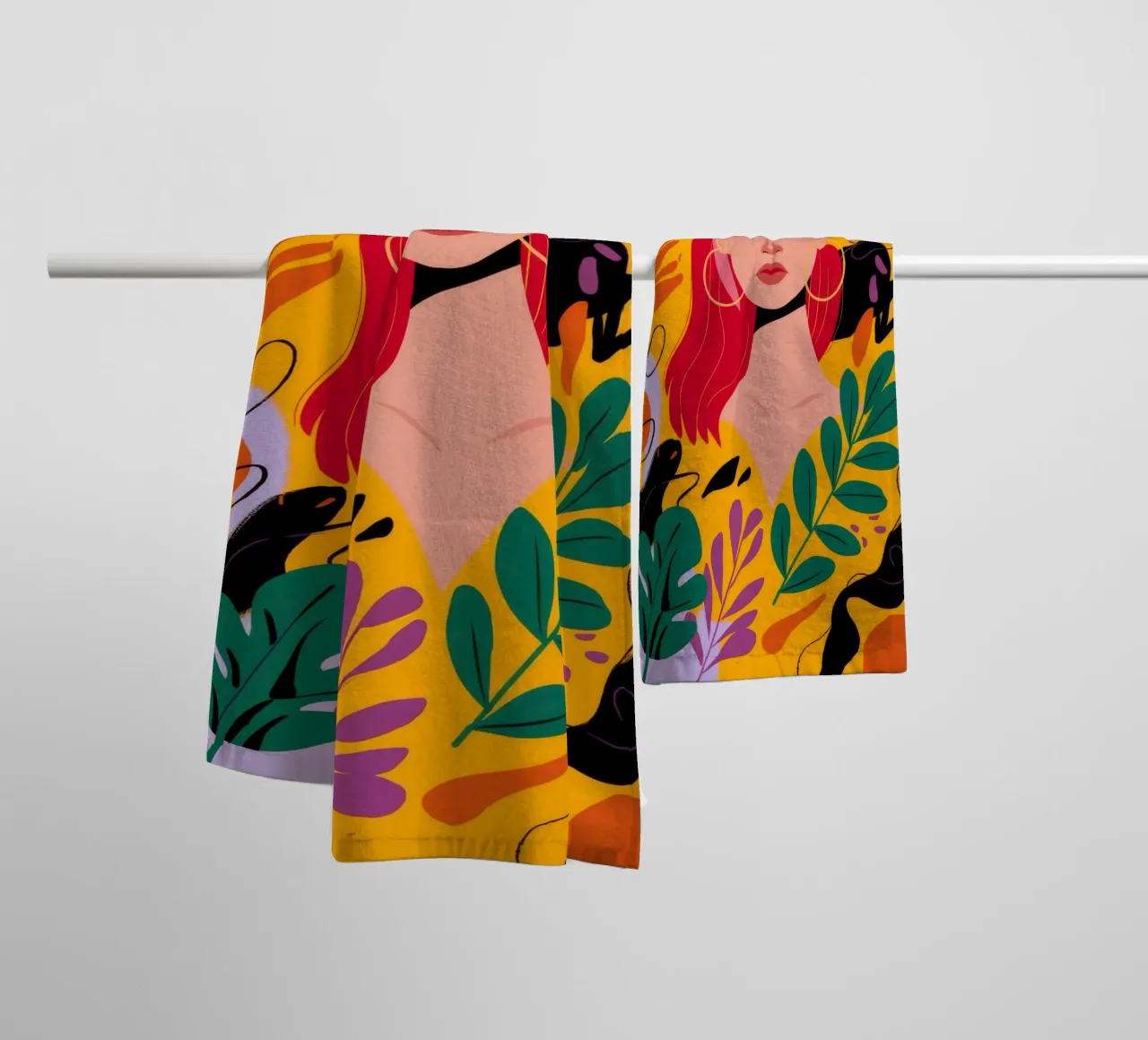 Ruby Haired Muse towel by Paez Harmony