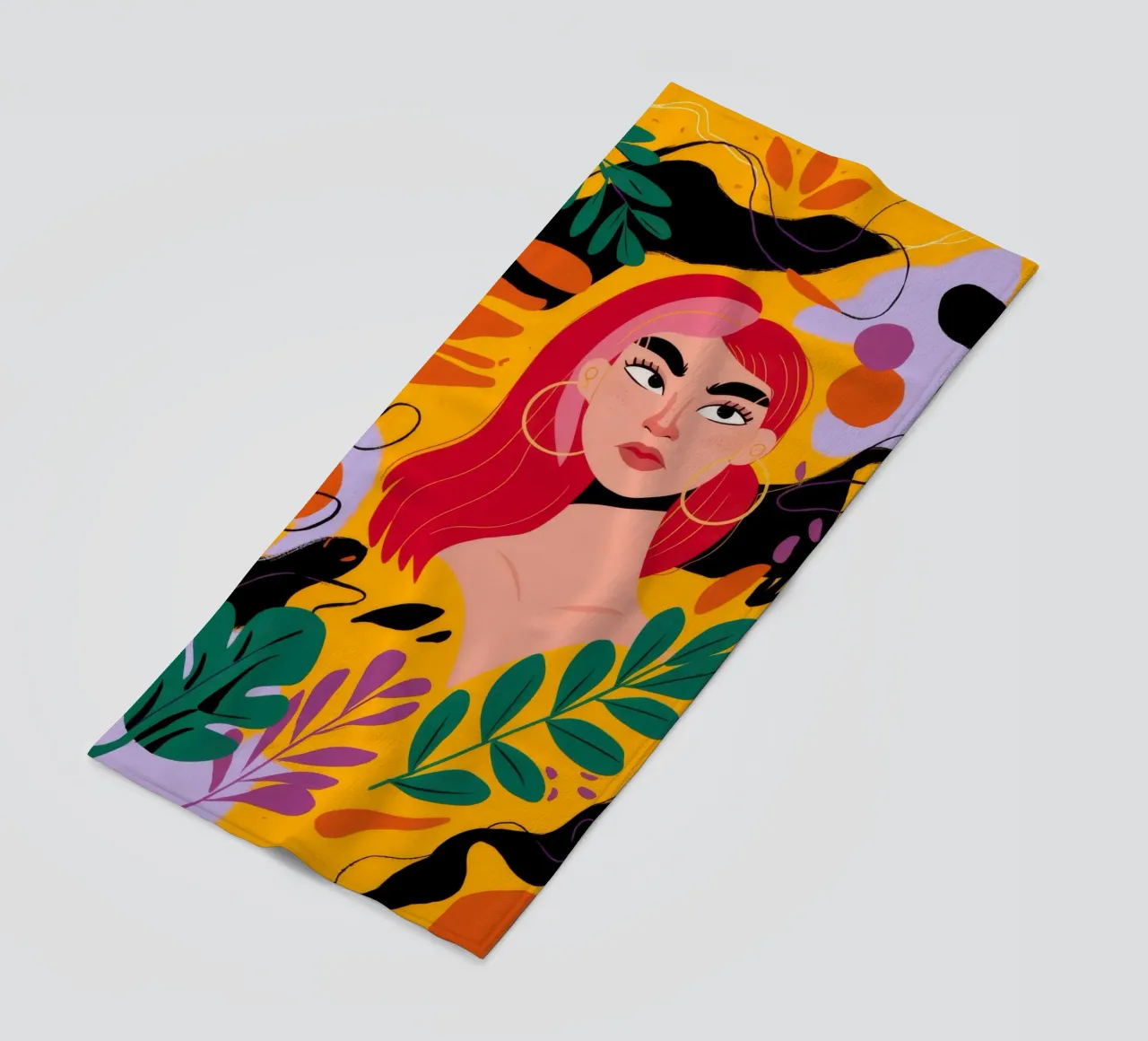 Ruby Haired Muse beach towel by Paez Harmony