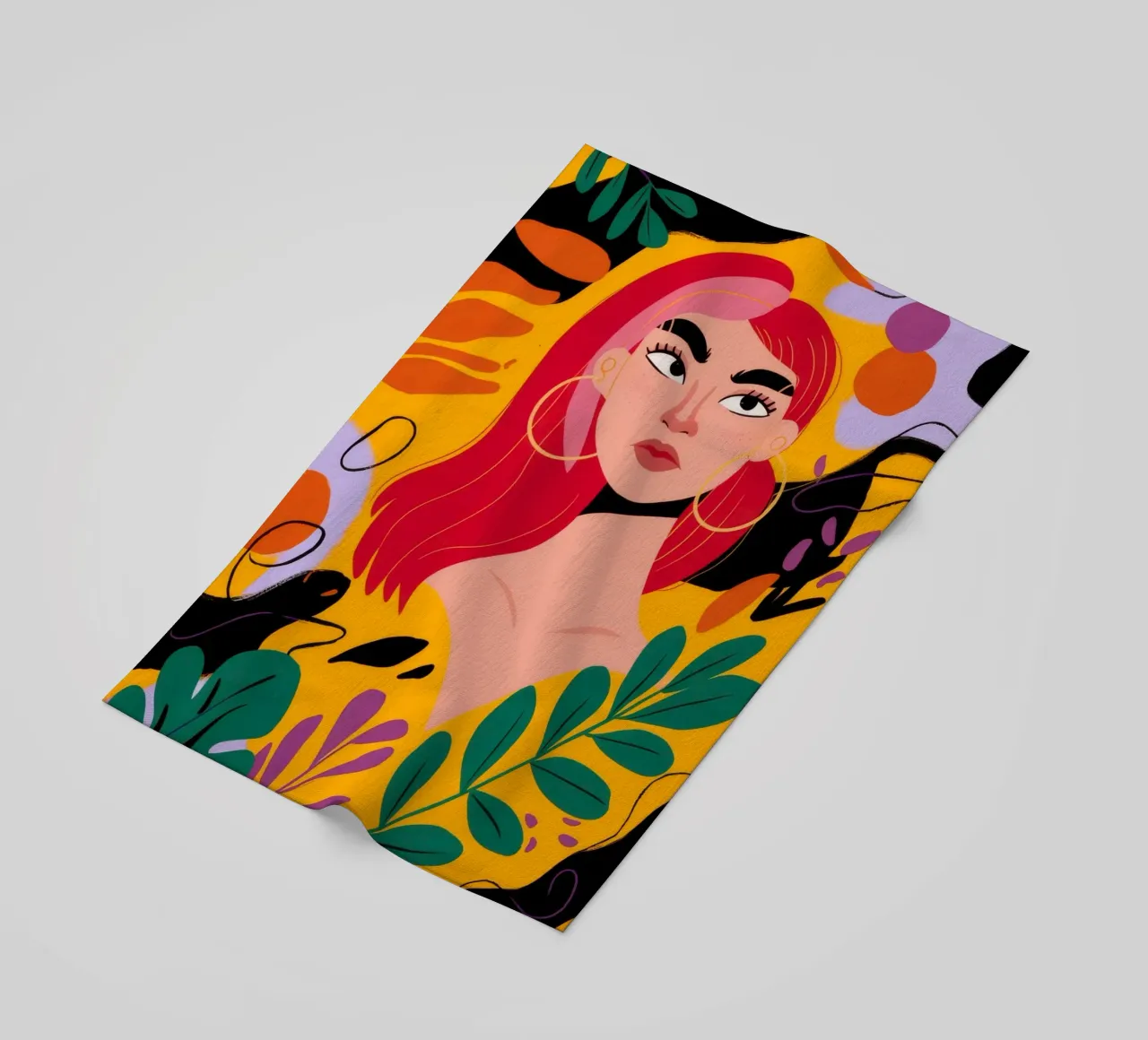 Ruby Haired Muse beach towel by Paez Harmony