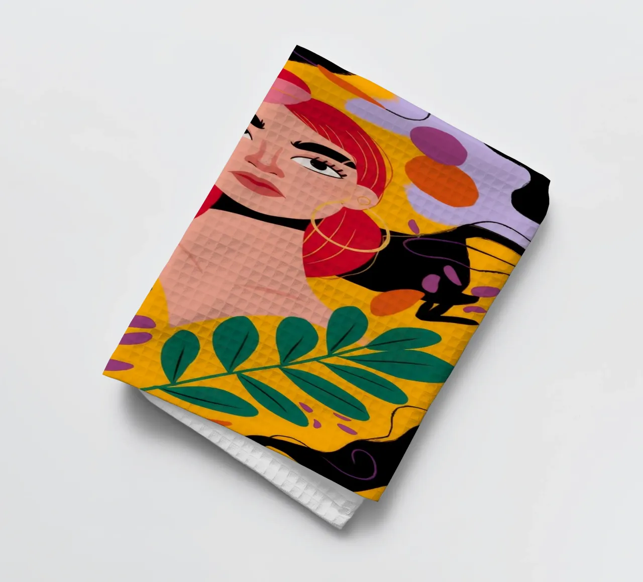 Ruby Haired Muse tea towel by Paez Harmony