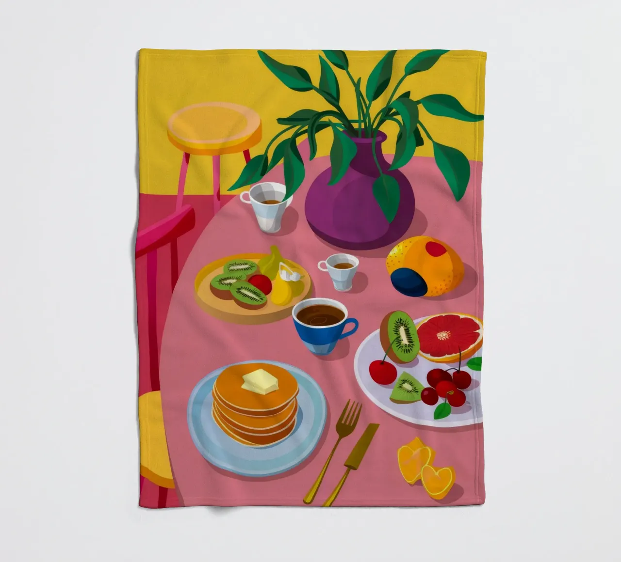 Pancake Breakfast Spread fleece blanket by Paez Harmony