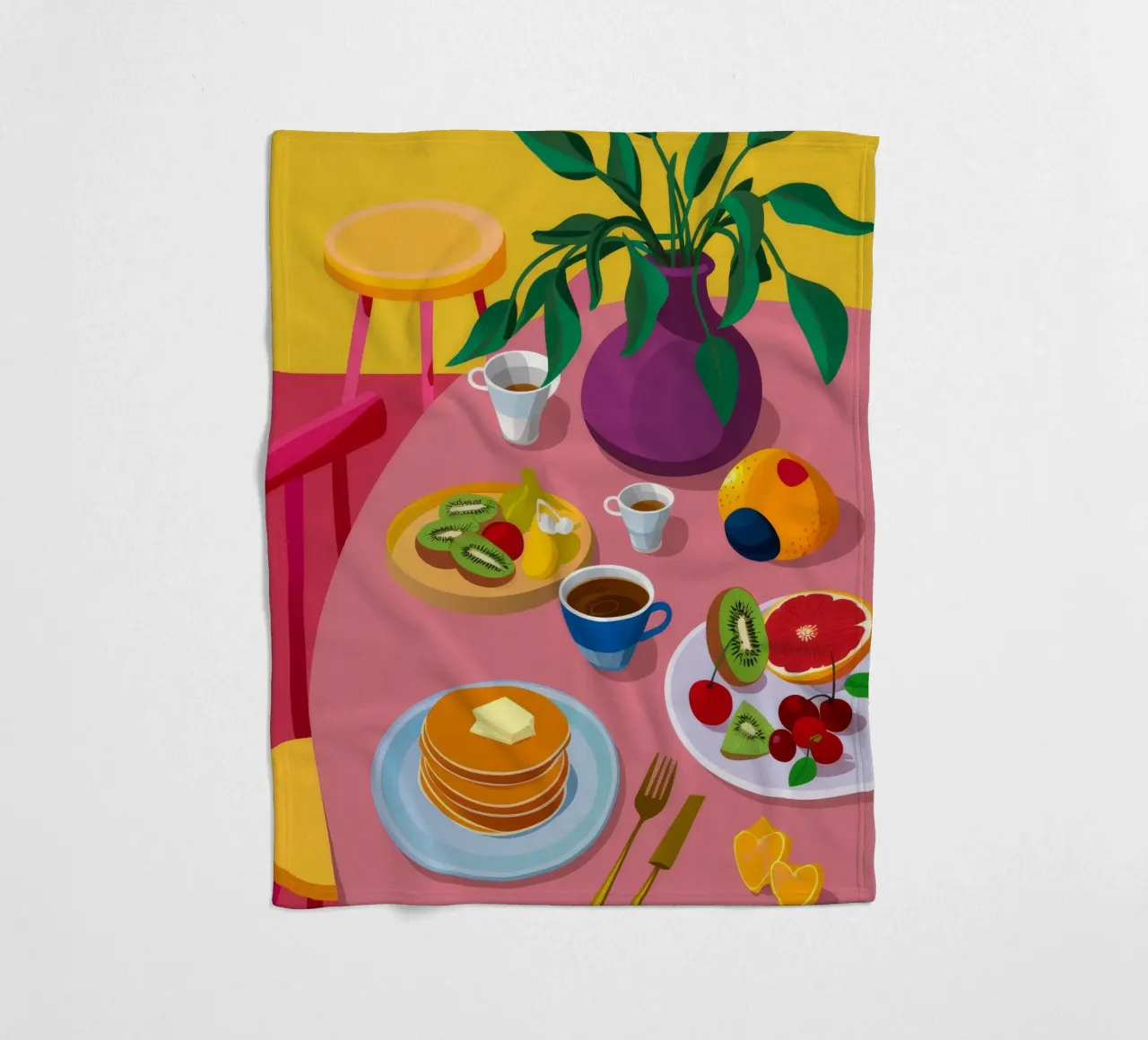 Pancake Breakfast Spread fleece blanket by Paez Harmony