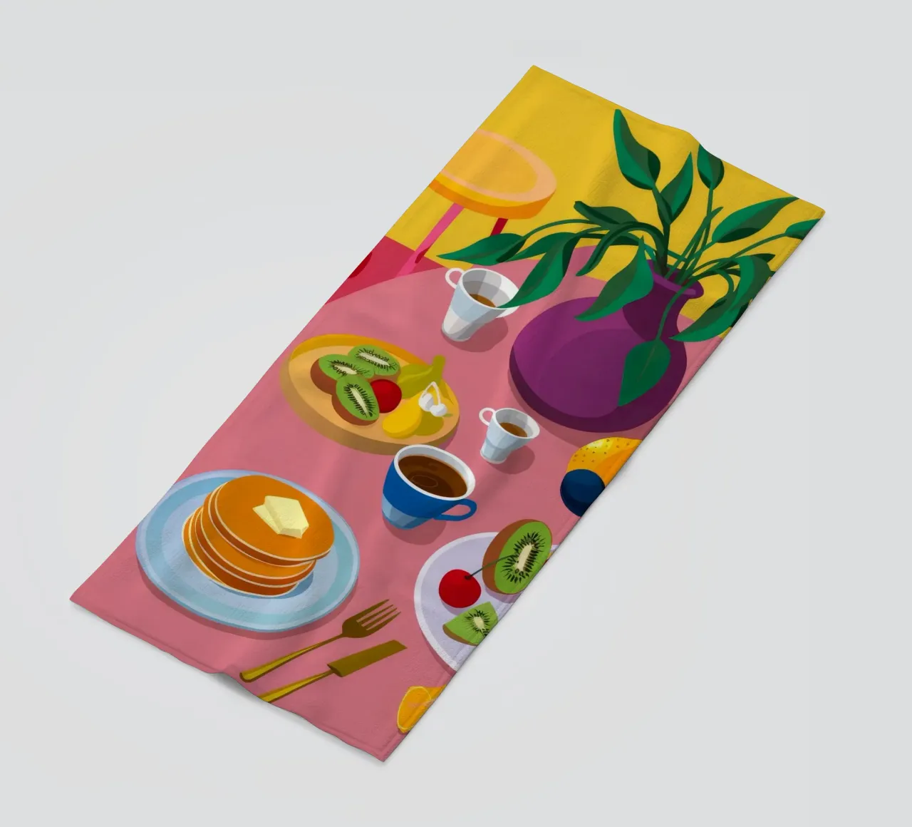Pannenkoeken ontbijtspread strandhanddoek van Paez Harmony