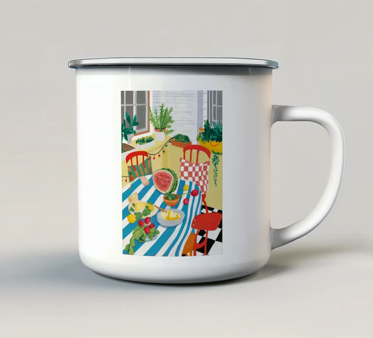 Dama da picnic all'anguria tazza in smalto da Paez Harmony