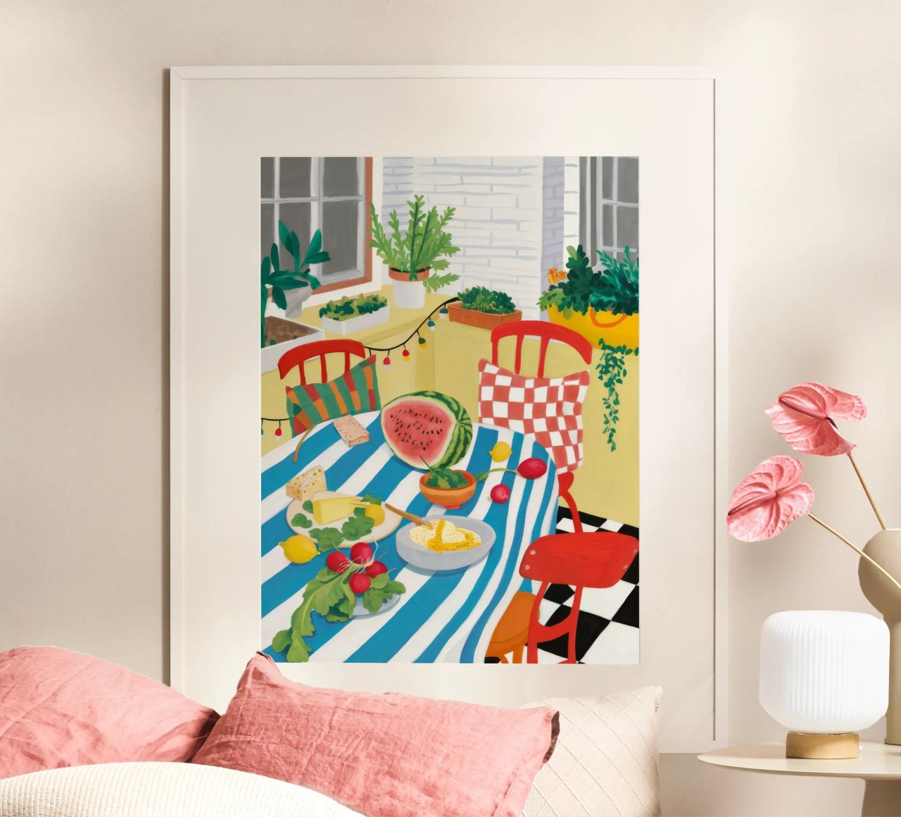 Watermelon Picnic Checkers poster by Paez Harmony