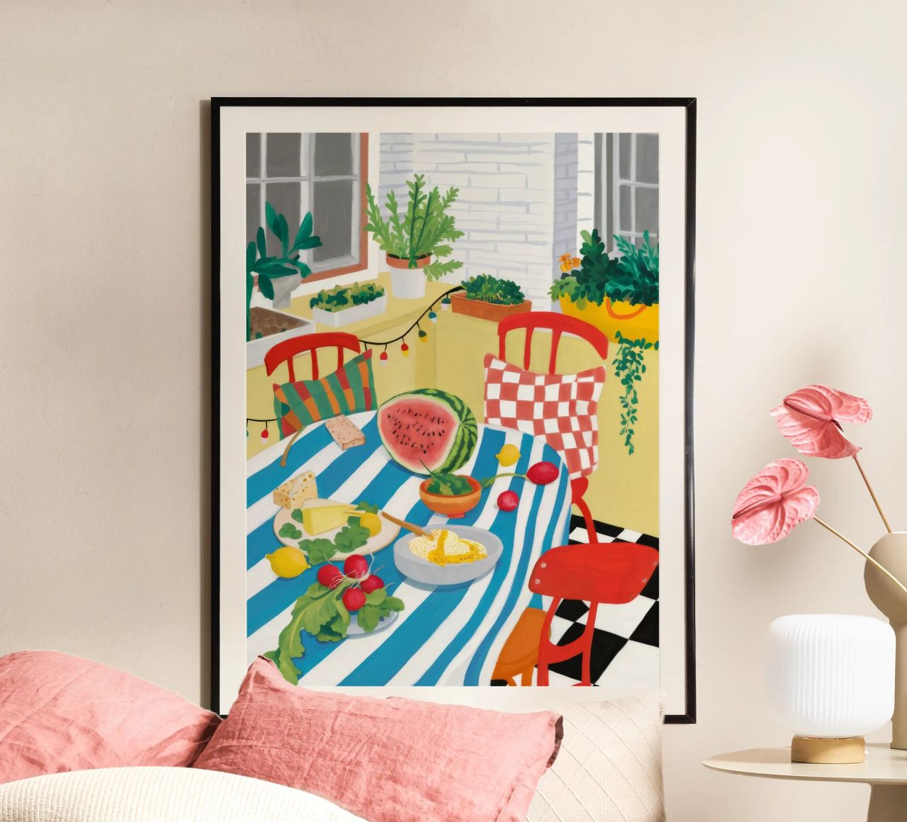 Watermelon Picnic Checkers poster by Paez Harmony