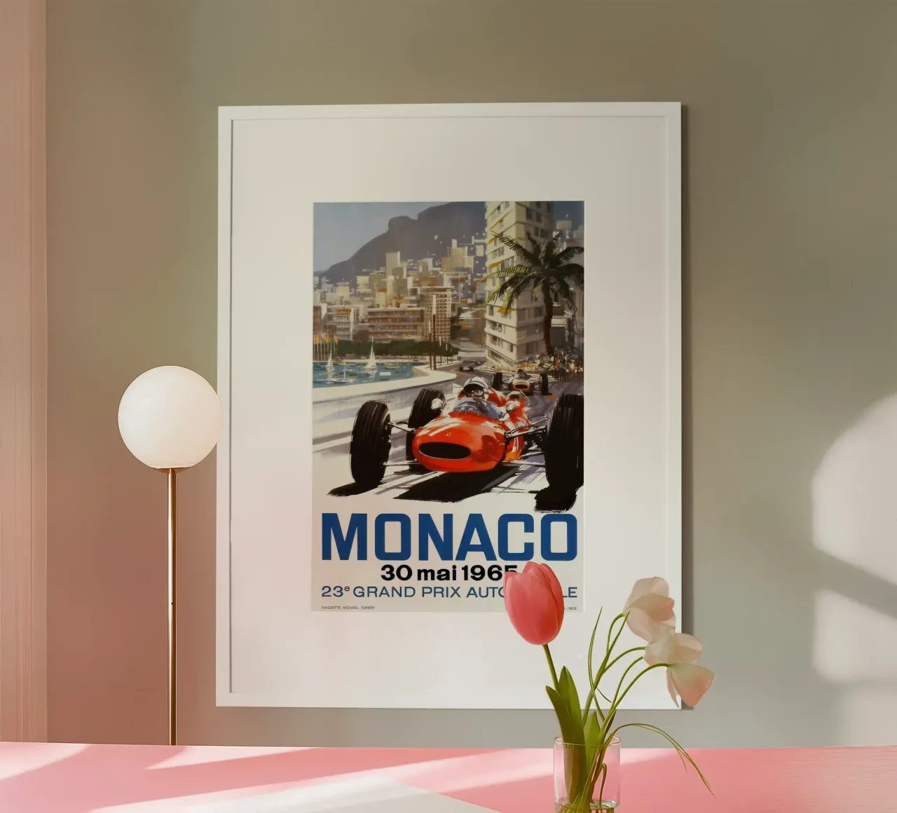 1965 Gran Premio di Monaco poster con telaio in plastica da Beauty wall