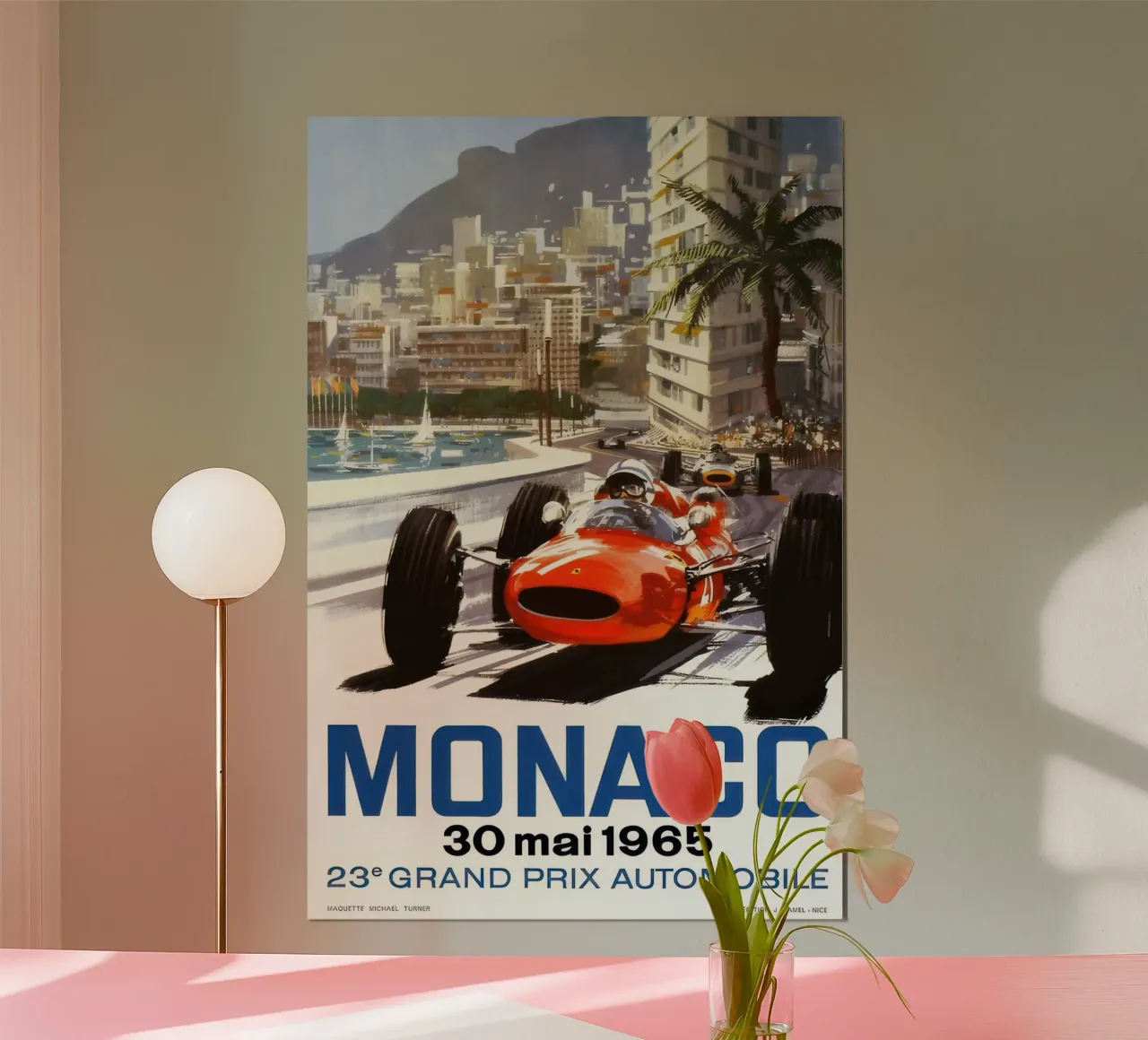 1965 Gran Premio di Monaco poster con telaio in plastica da Beauty wall