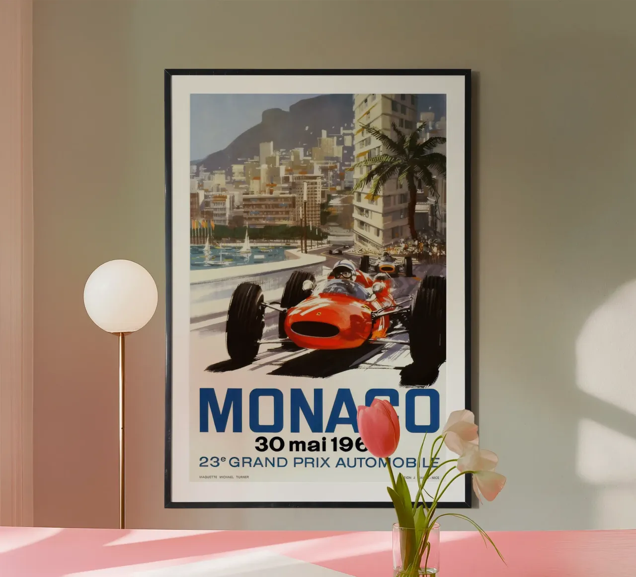 1965 Gran Premio di Monaco poster con telaio in plastica da Beauty wall