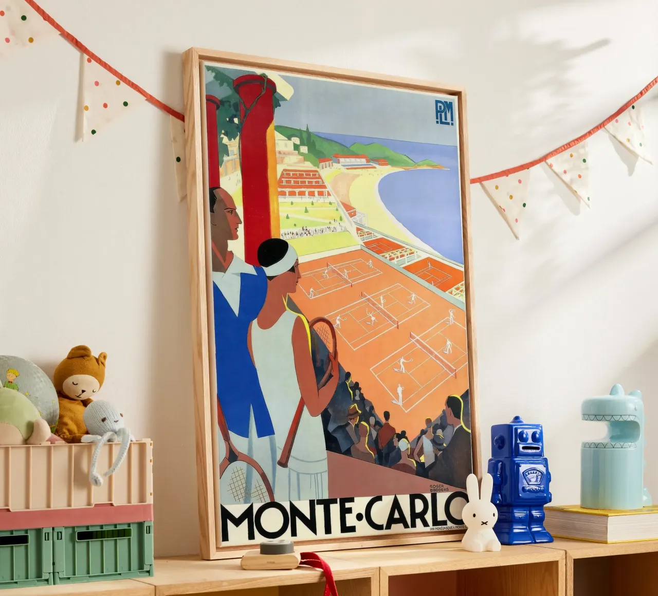 1930 Monte-Carlo Tennis Monaco PLM Reizen-gigapixel canvas met Baklijst van Beauty wall