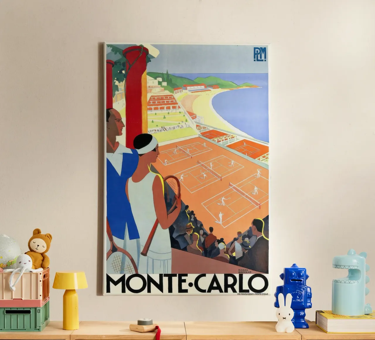 1930 Monte-Carlo Tennis Monaco PLM Reizen-gigapixel canvas met Baklijst van Beauty wall