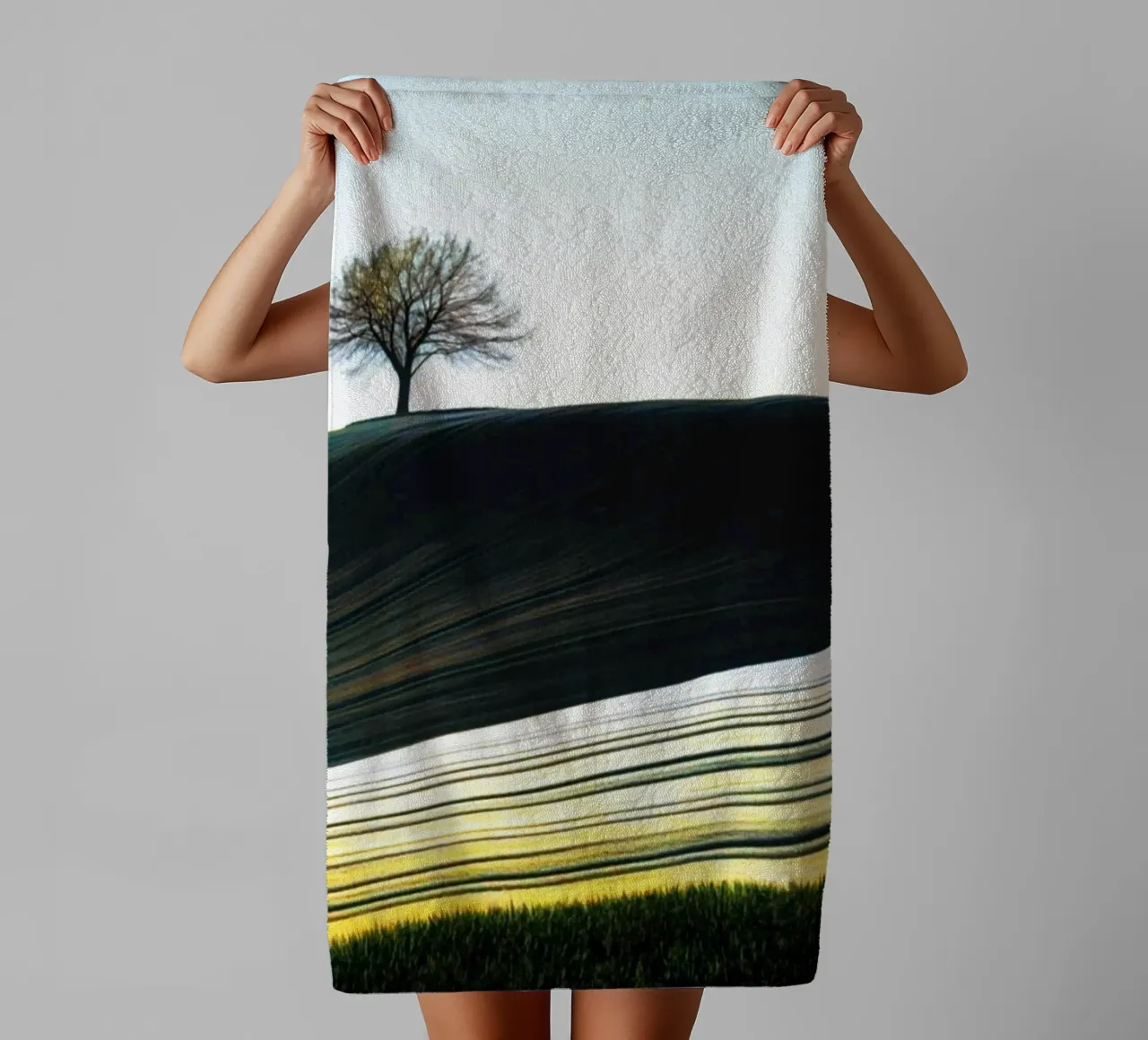 Tree on a Hill towel by rapunsell