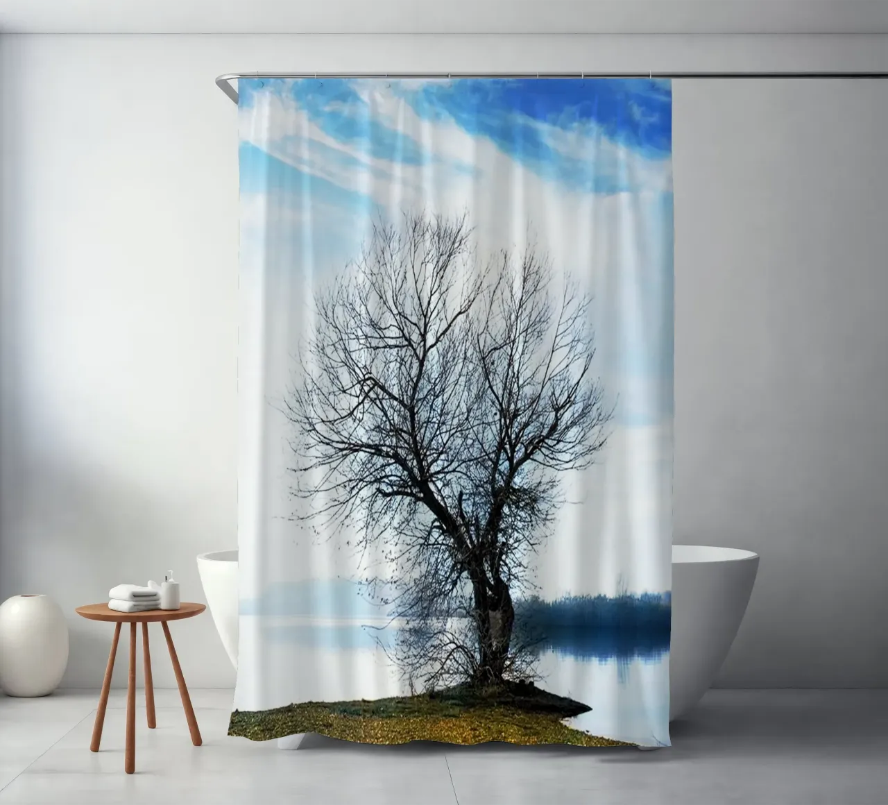 albero sul fiume tenda da doccia da rapunsell