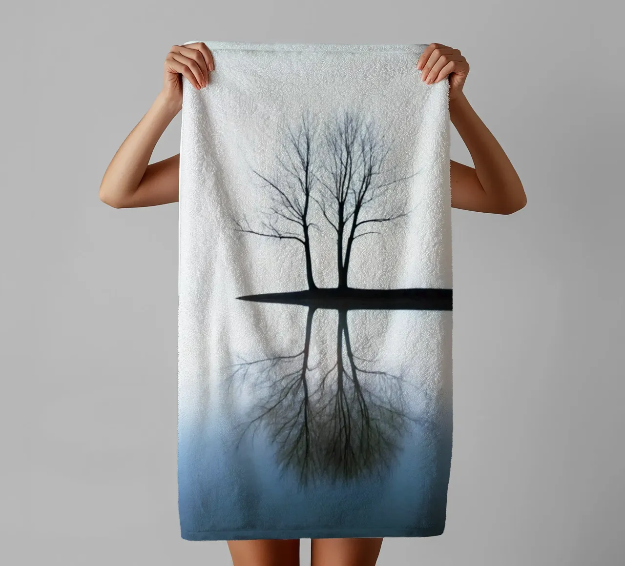 Two dry trees on a Lake towel by rapunsell