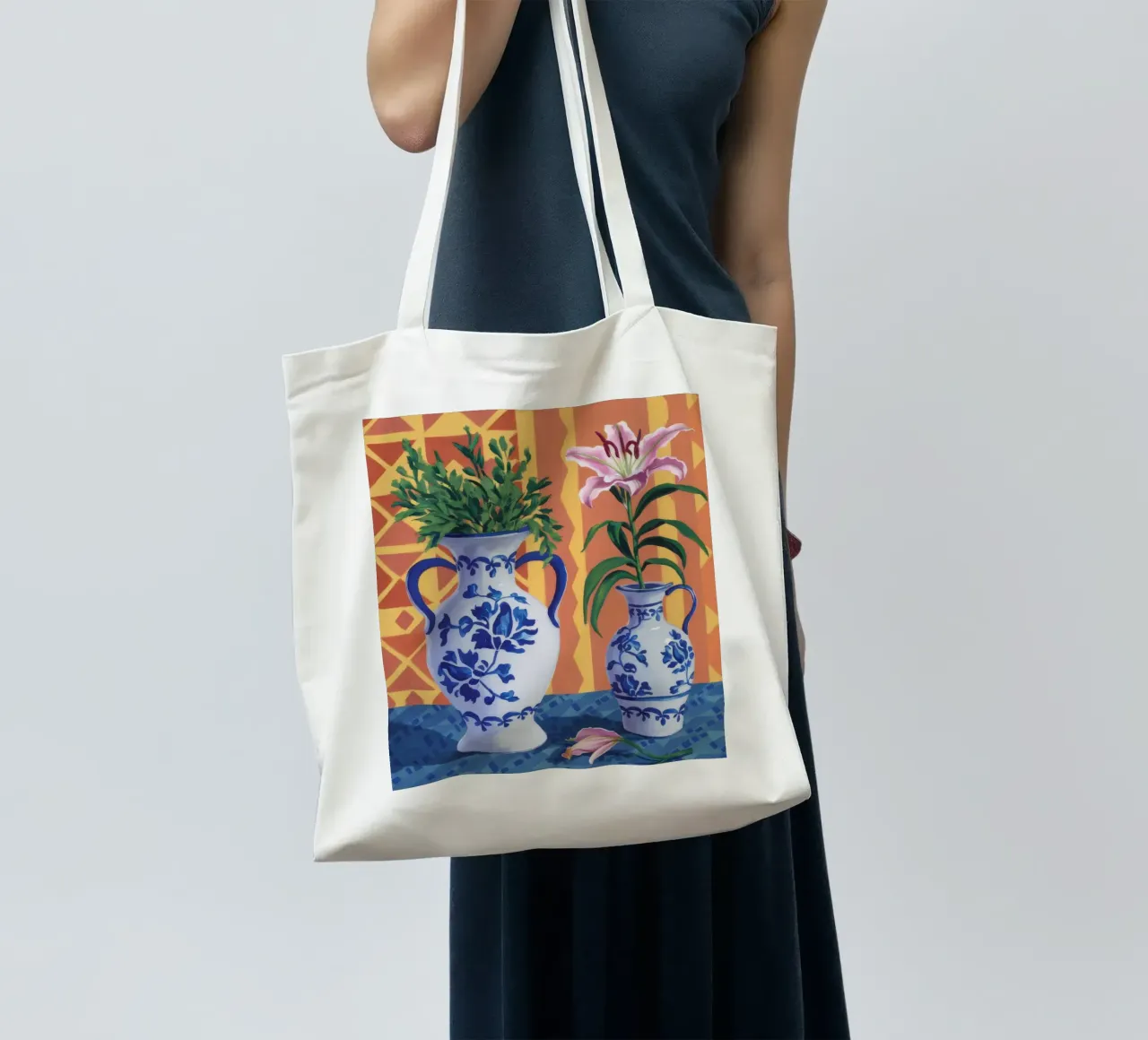 Gigli in vaso gemelli borsa in juta da Paez Harmony