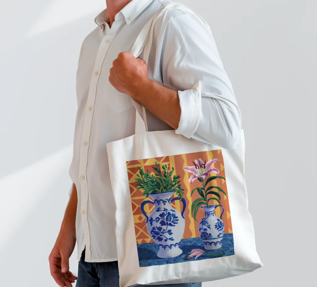 Gigli in vaso gemelli borsa in juta da Paez Harmony