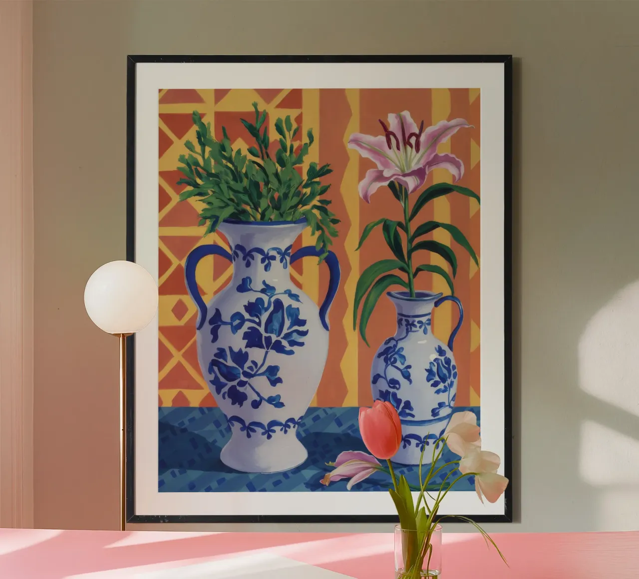Gigli in vaso gemelli poster con telaio in alluminio da Paez Harmony