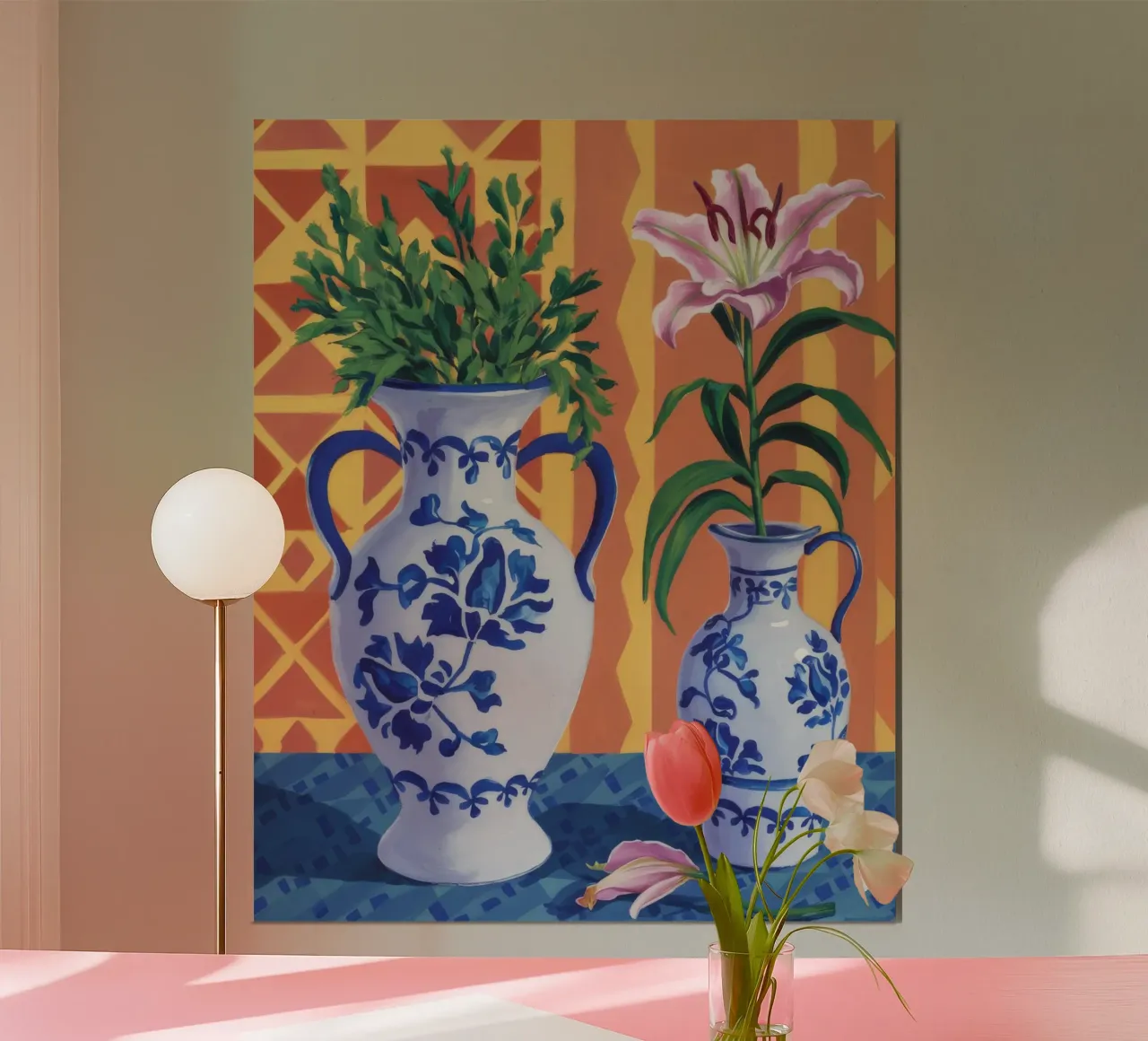 Gigli in vaso gemelli poster con telaio in alluminio da Paez Harmony