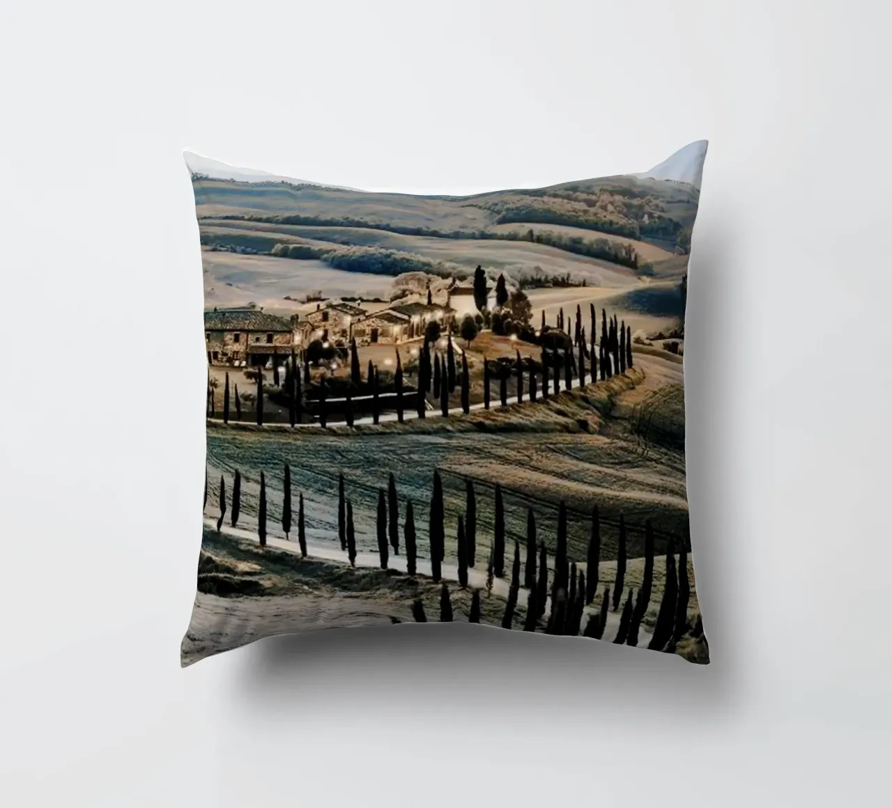 winding road on the hill decorative cushion by rapunsell