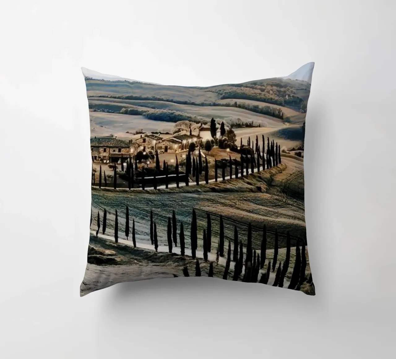 winding road on the hill decorative cushion by rapunsell