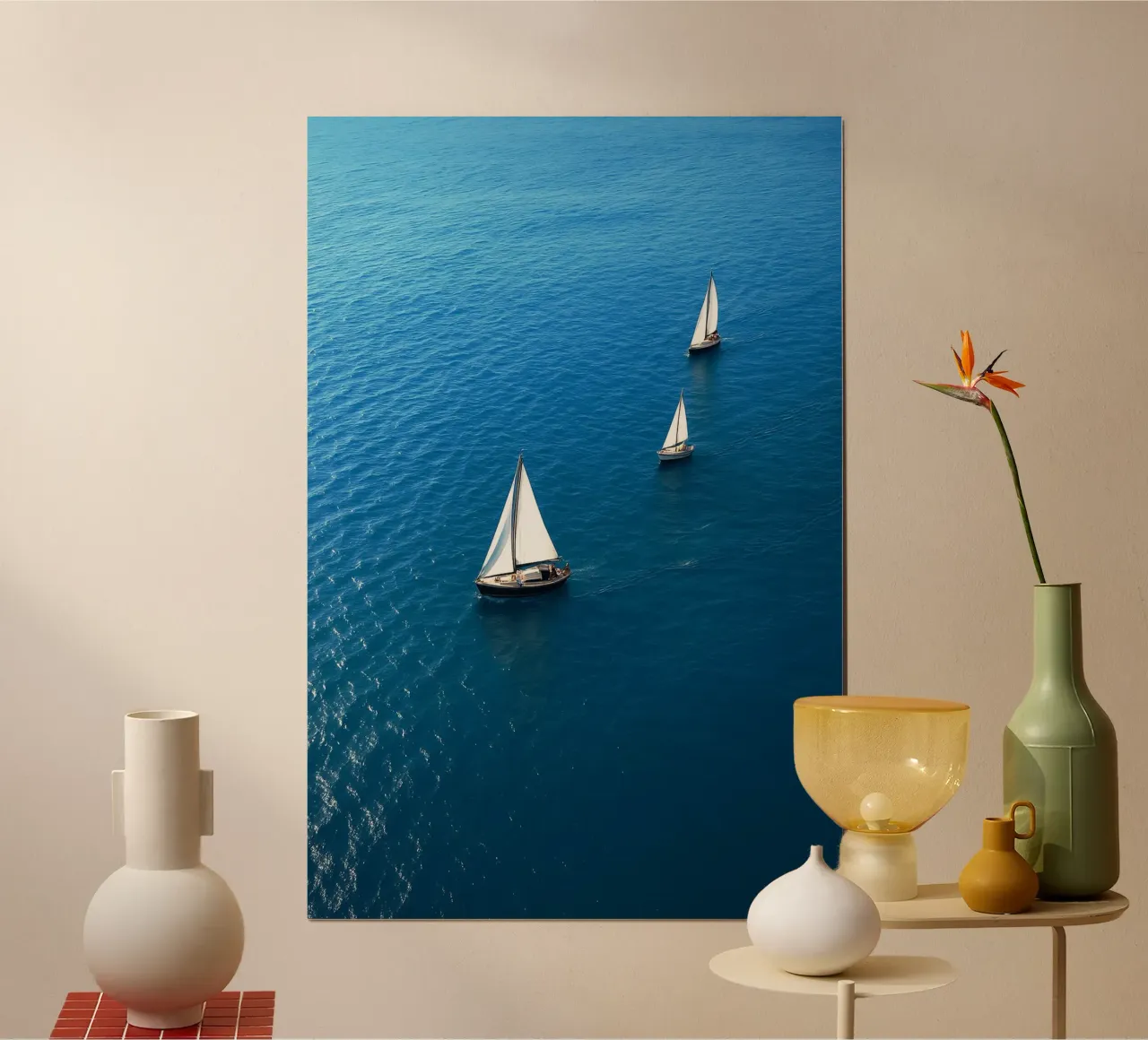 yacht al mare poster con telaio in alluminio da rapunsell