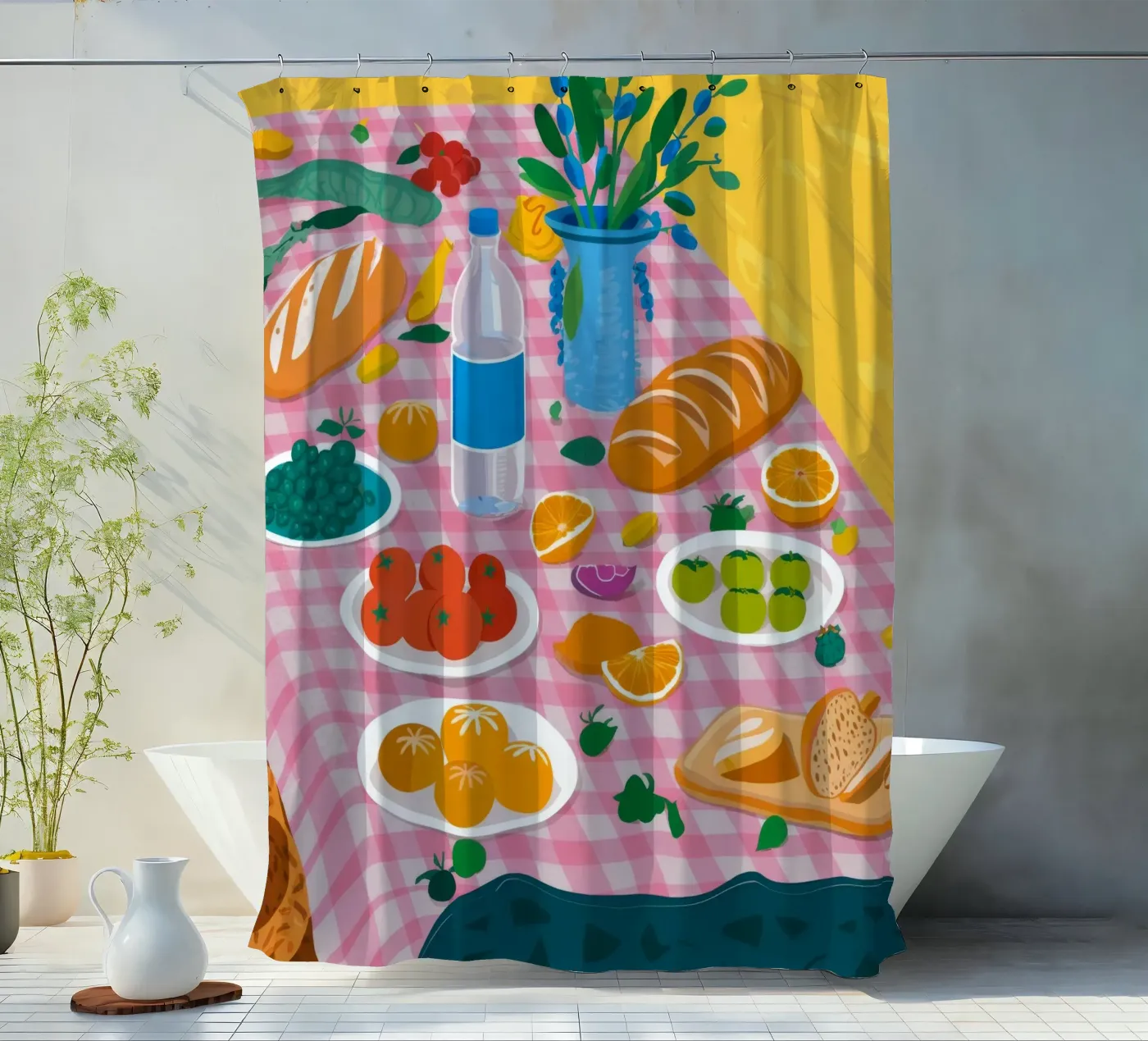 Bountiful Bread Table shower curtain by Paez Harmony