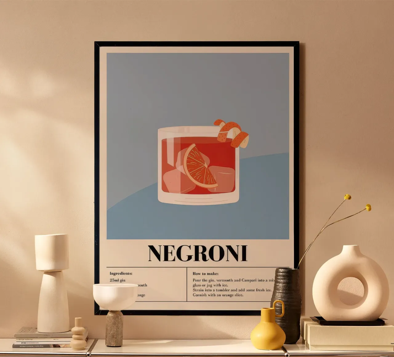 negroni cocktail poster con telaio in plastica da Beauty wall
