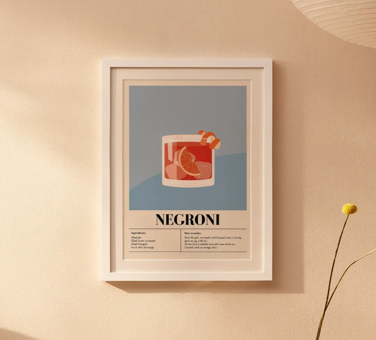 negroni cocktail poster con telaio in plastica da Beauty wall
