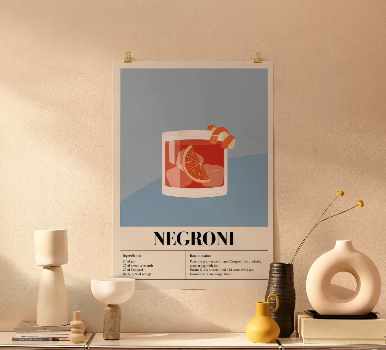 negroni cocktail poster con telaio in plastica da Beauty wall