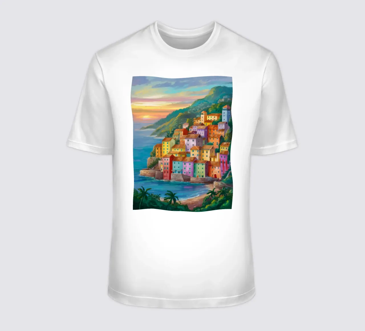 Sunset Coastal Village T-Shirt von Paez Harmony