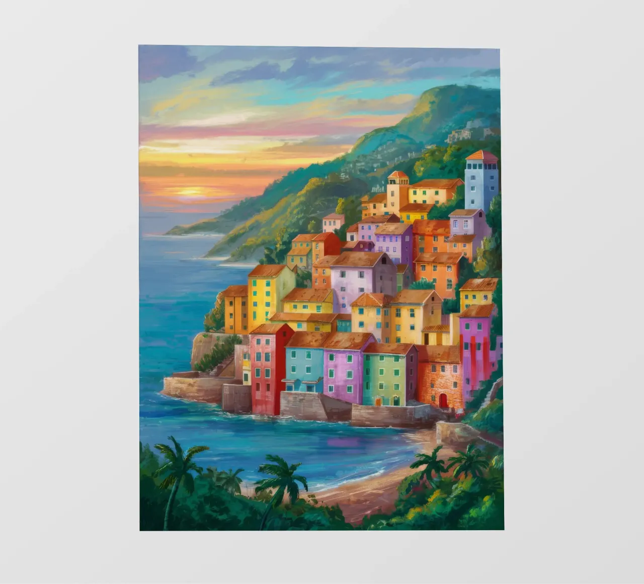 Sunset Coastal Village PVC Plane von Paez Harmony