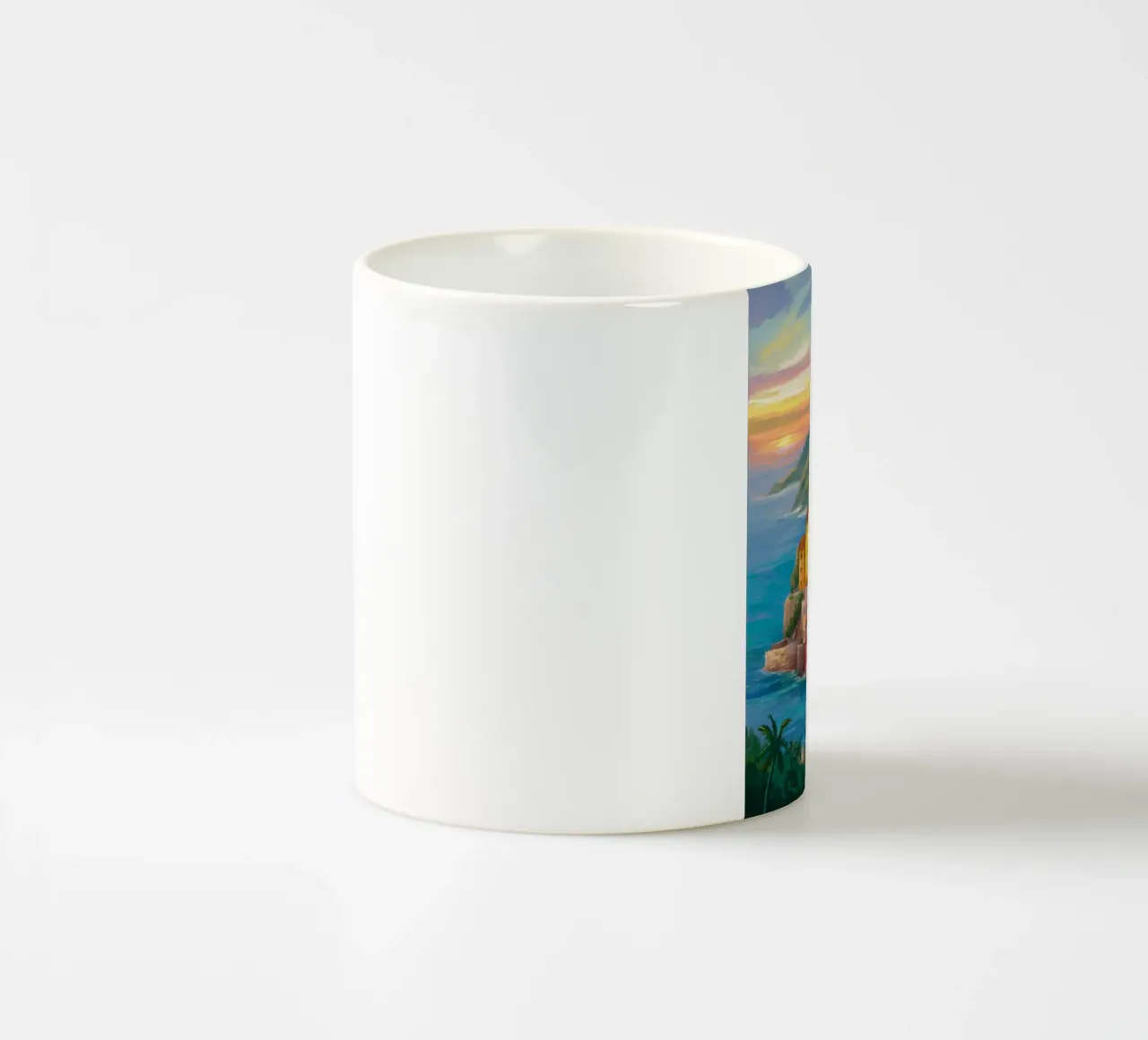Sunset Coastal Village Keramik Tasse von Paez Harmony