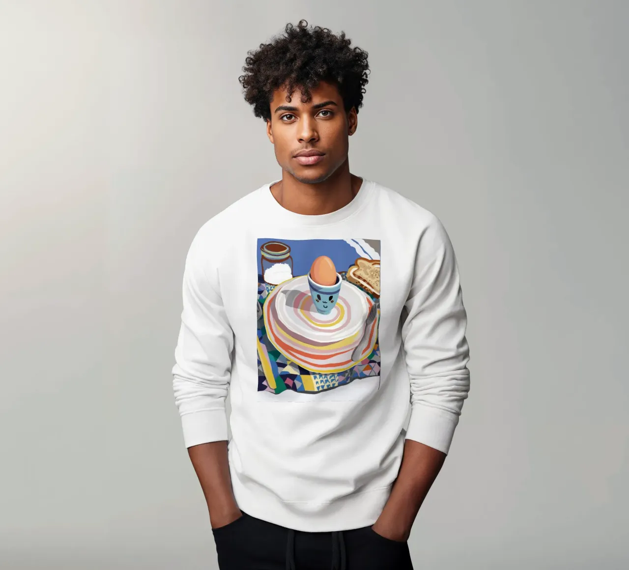 Colazione con piatto a righe felpa da Haven Mirage