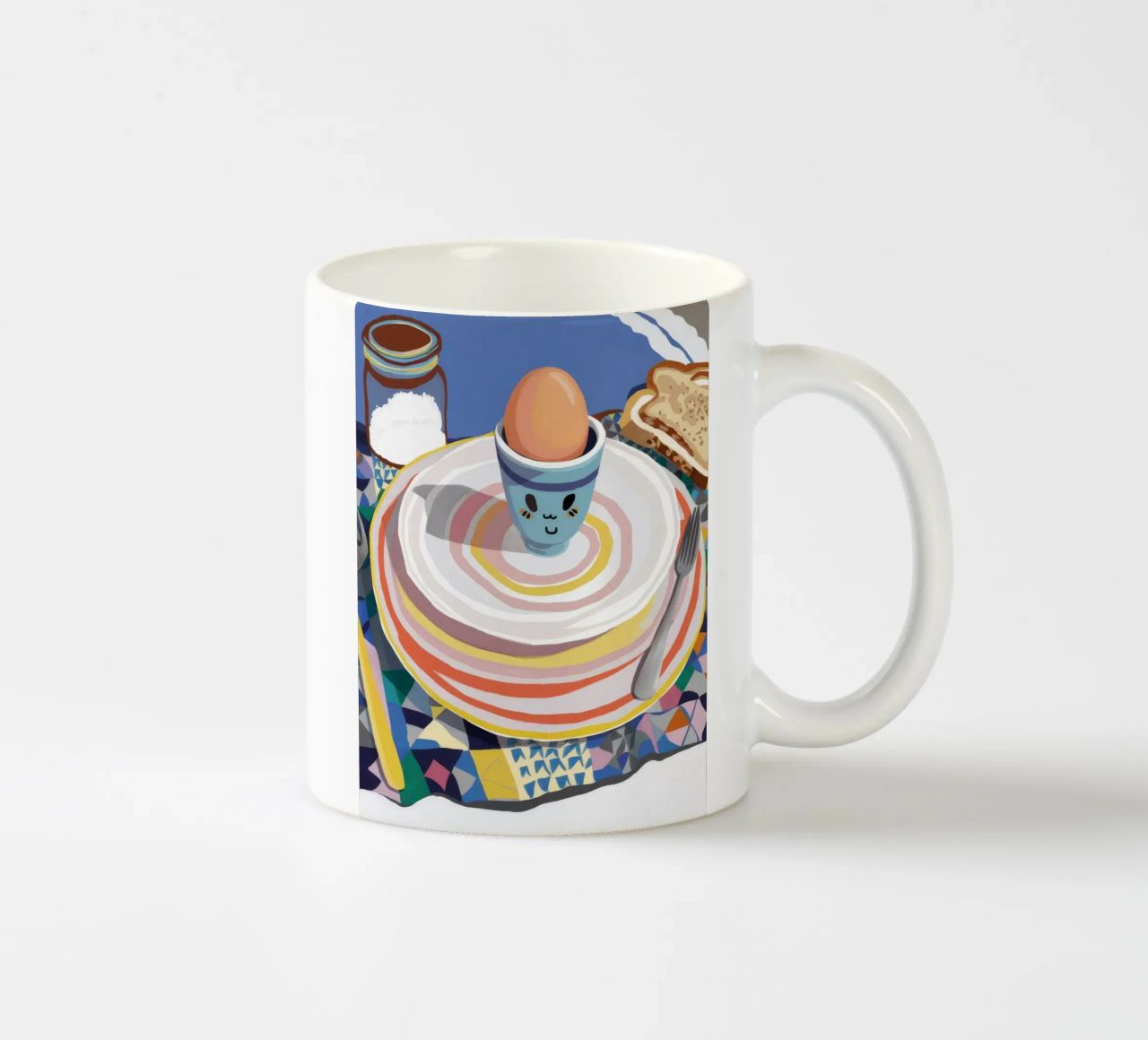 Colazione con piatto a righe tazza in ceramica da Haven Mirage