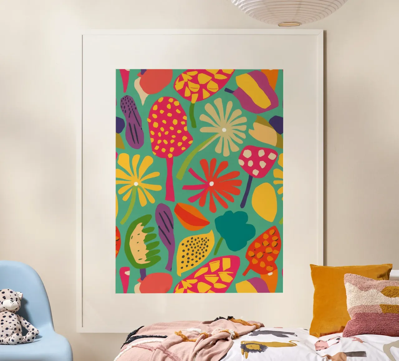 Funky Fiesta floreale poster con telaio in alluminio da Haven Mirage