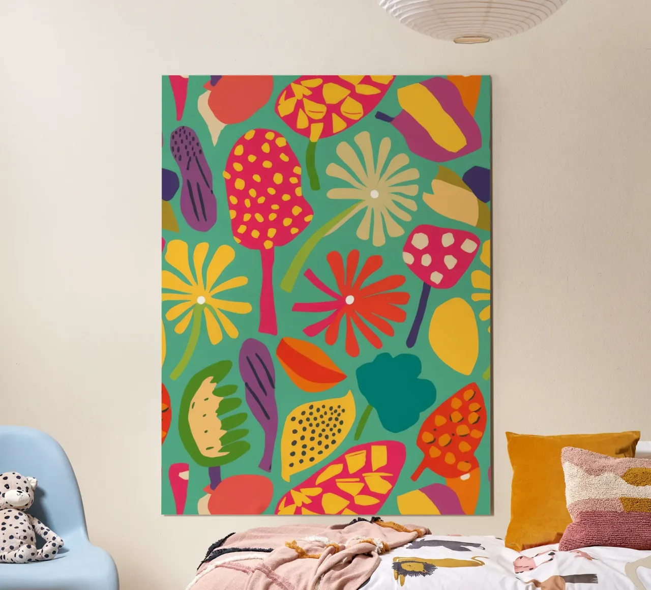 Funky Fiesta floreale poster con telaio in alluminio da Haven Mirage