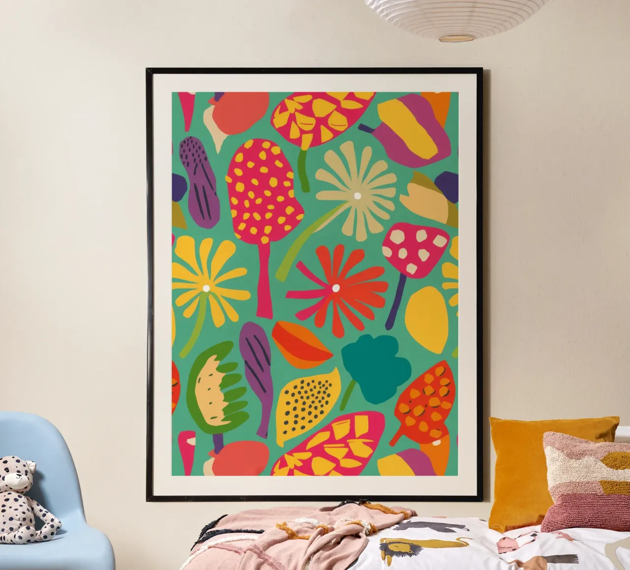 Funky Fiesta floreale poster con telaio in alluminio da Haven Mirage