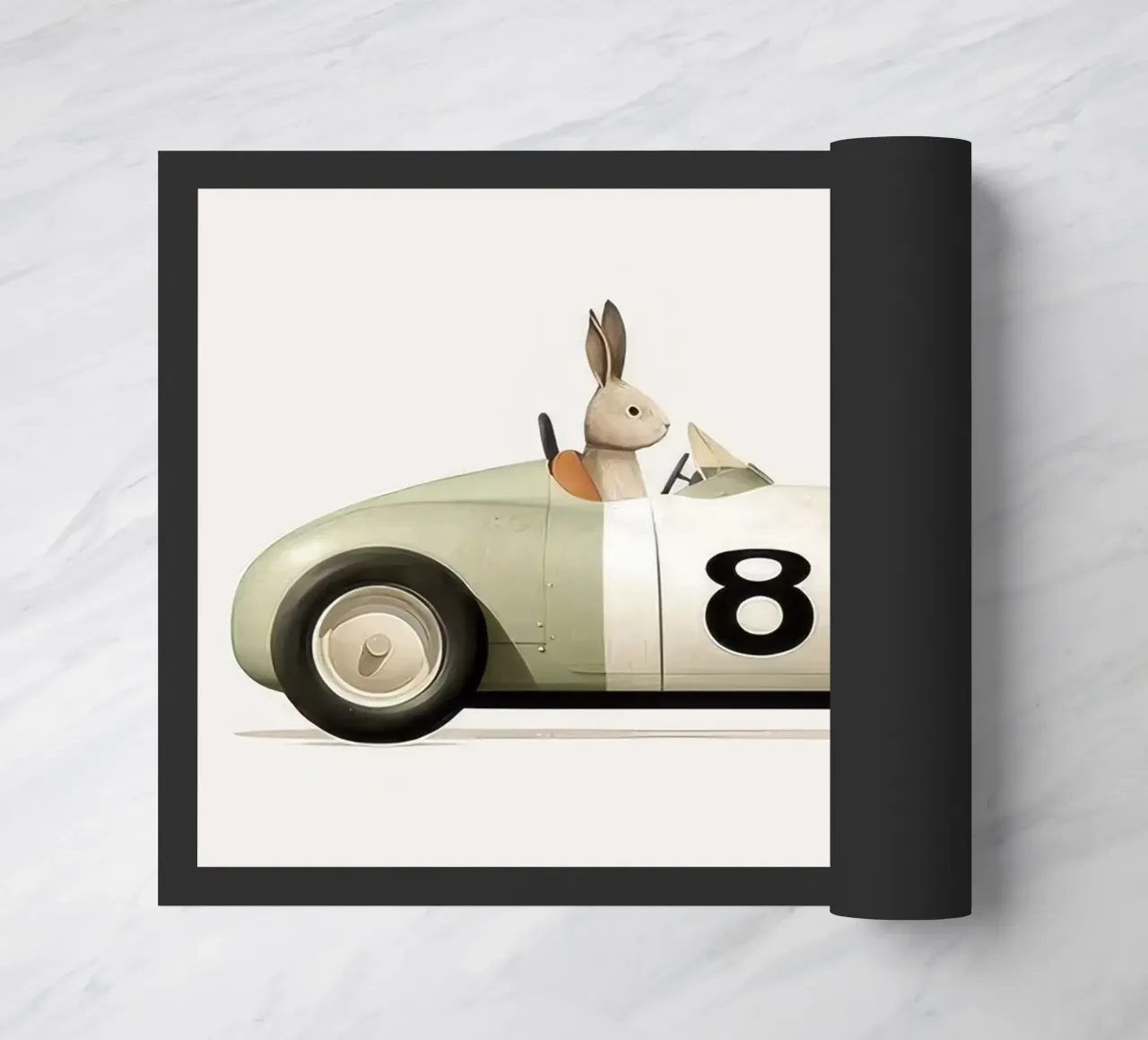 Coniglio in auto giocattolo zerbino da Beauty wall