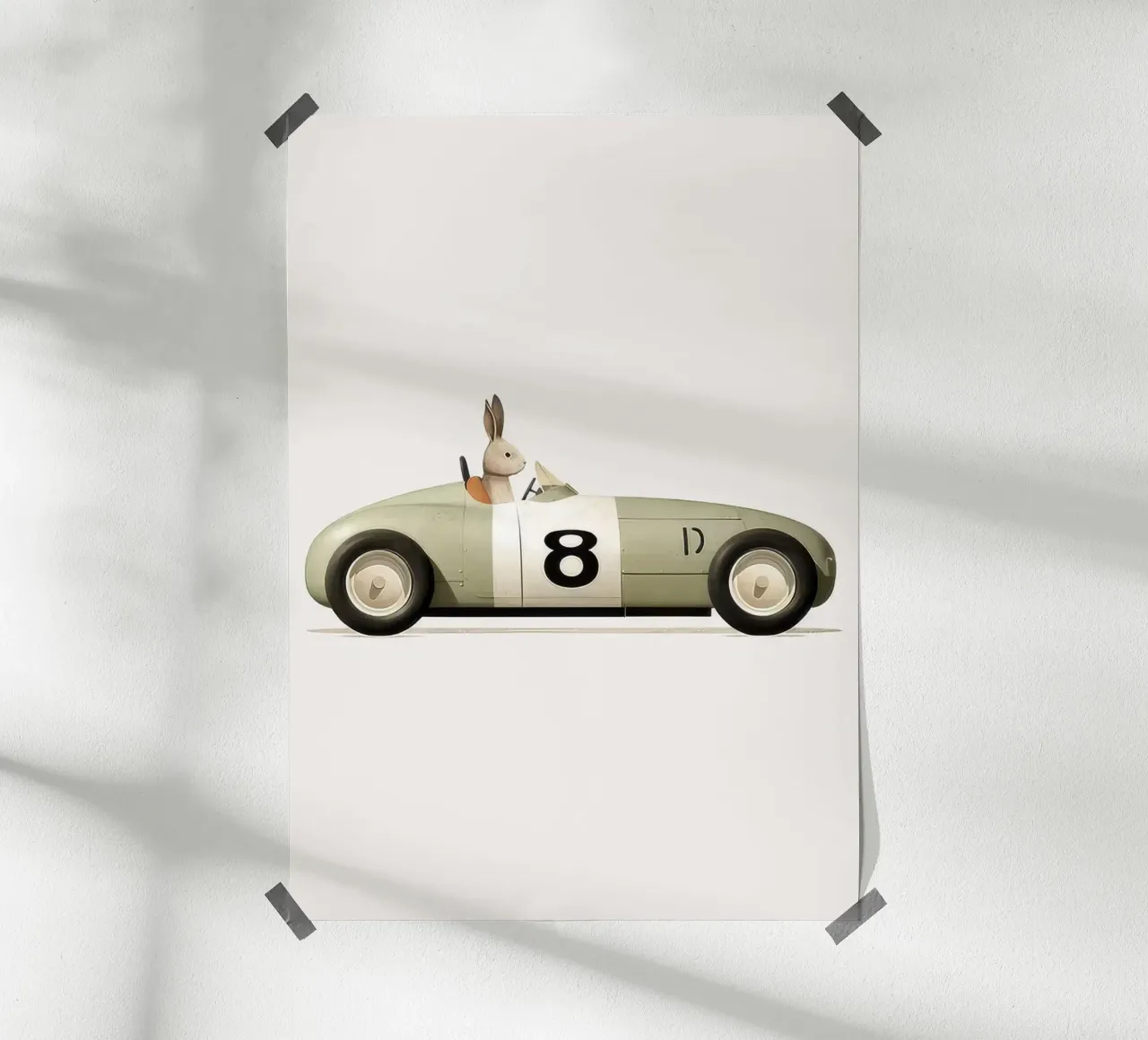 Coniglio in auto giocattolo poster da Beauty wall