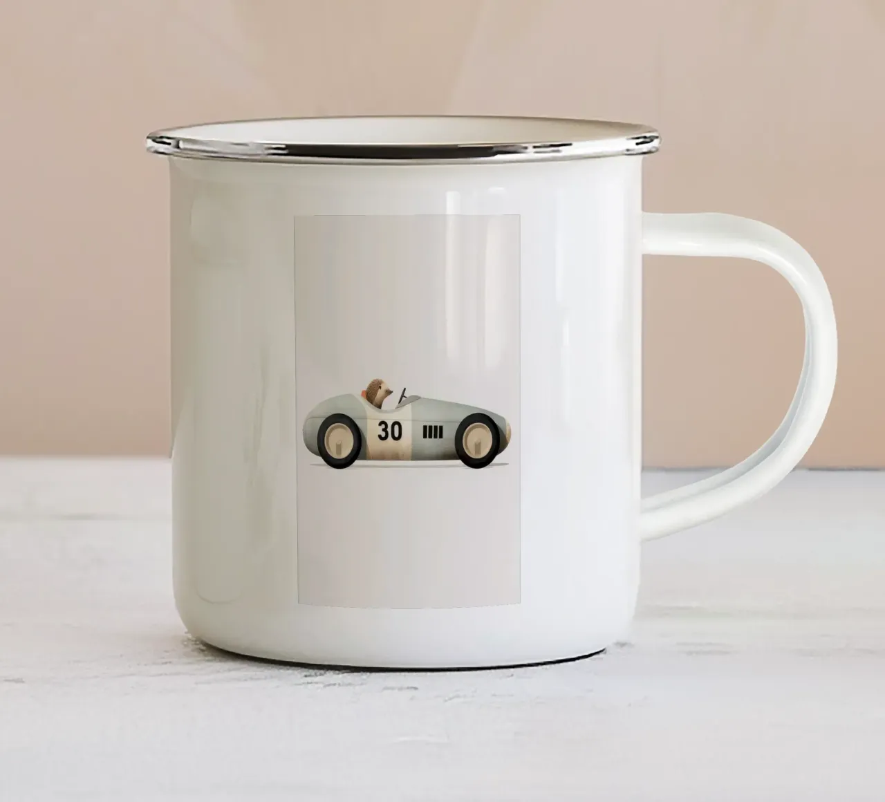 Riccio in auto giocattolo tazza in smalto da Beauty wall