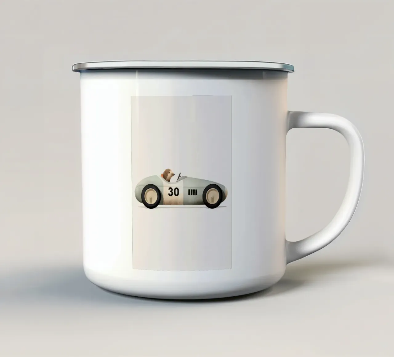 Riccio in auto giocattolo tazza in smalto da Beauty wall