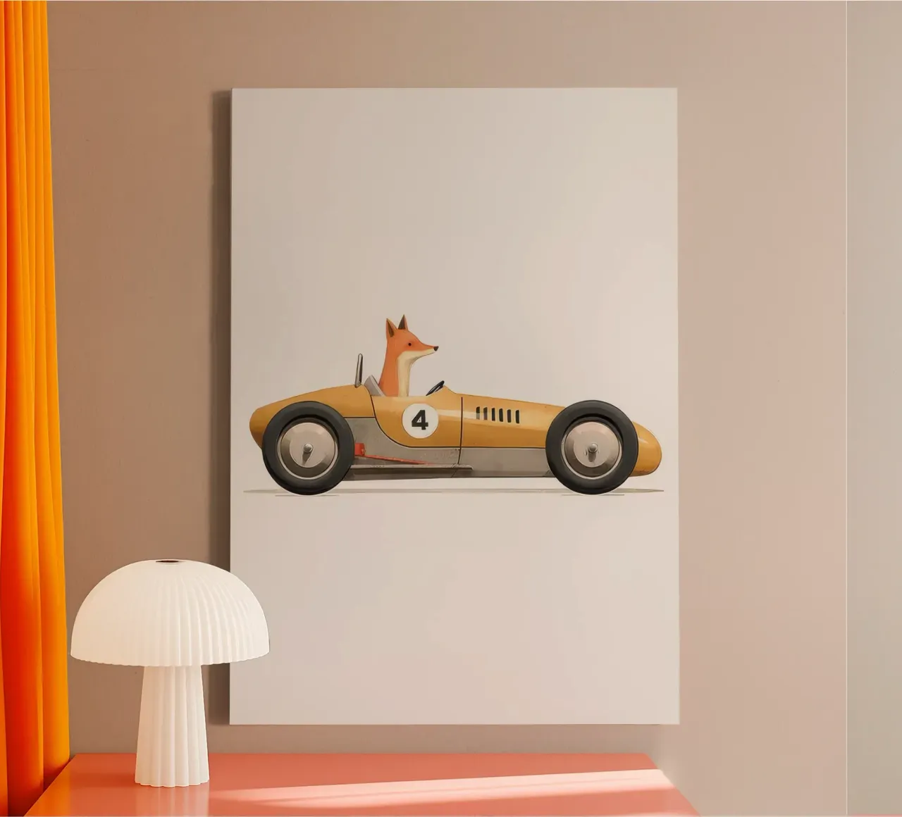 Fox In Toy Car canvas with Floater frame by Beauty wall