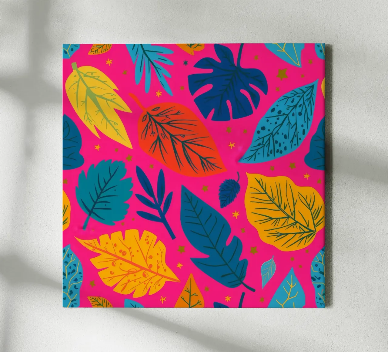 Pink Leaf Pop canvas with Floater frame by Haven Mirage