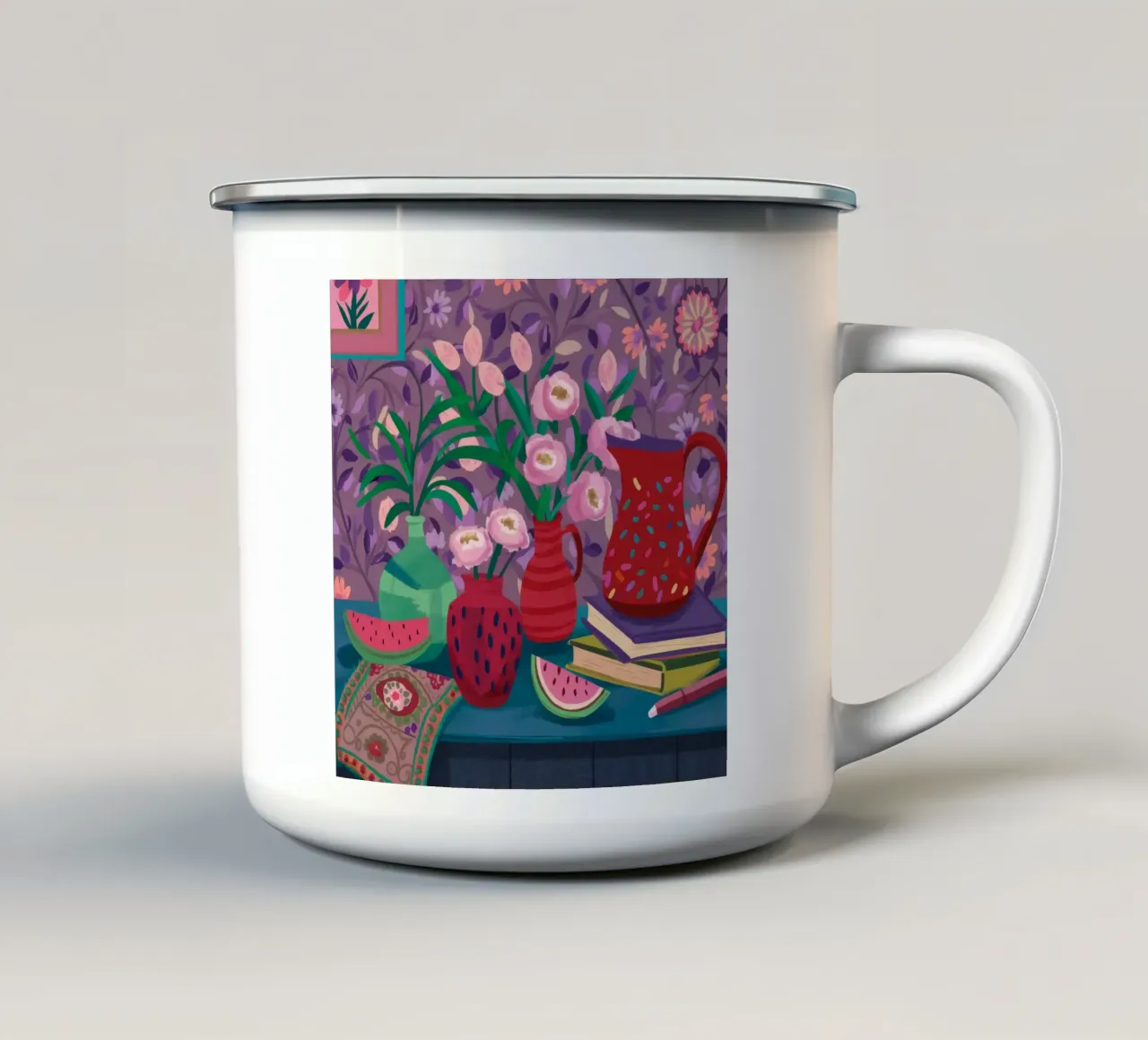 Rosa d'anguria Riposo tazza in smalto da Paez Harmony