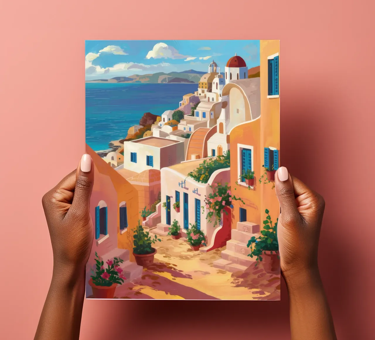 Santorini Meerblick Stickerbogen von Paez Harmony