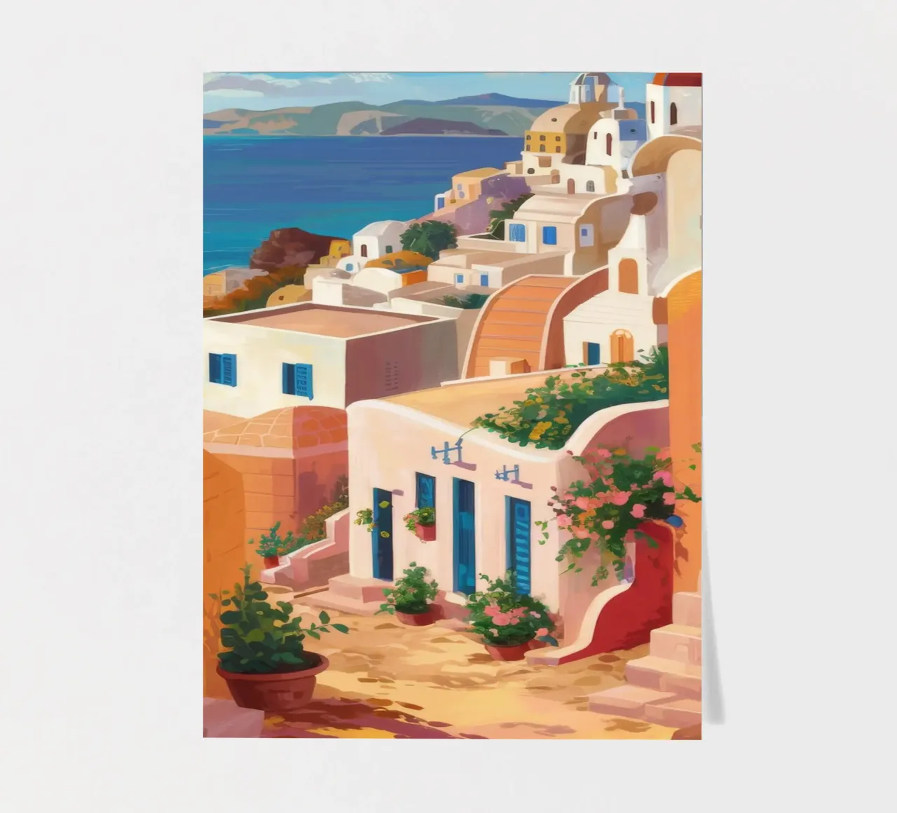 Santorini Meerblick Stickerbogen von Paez Harmony