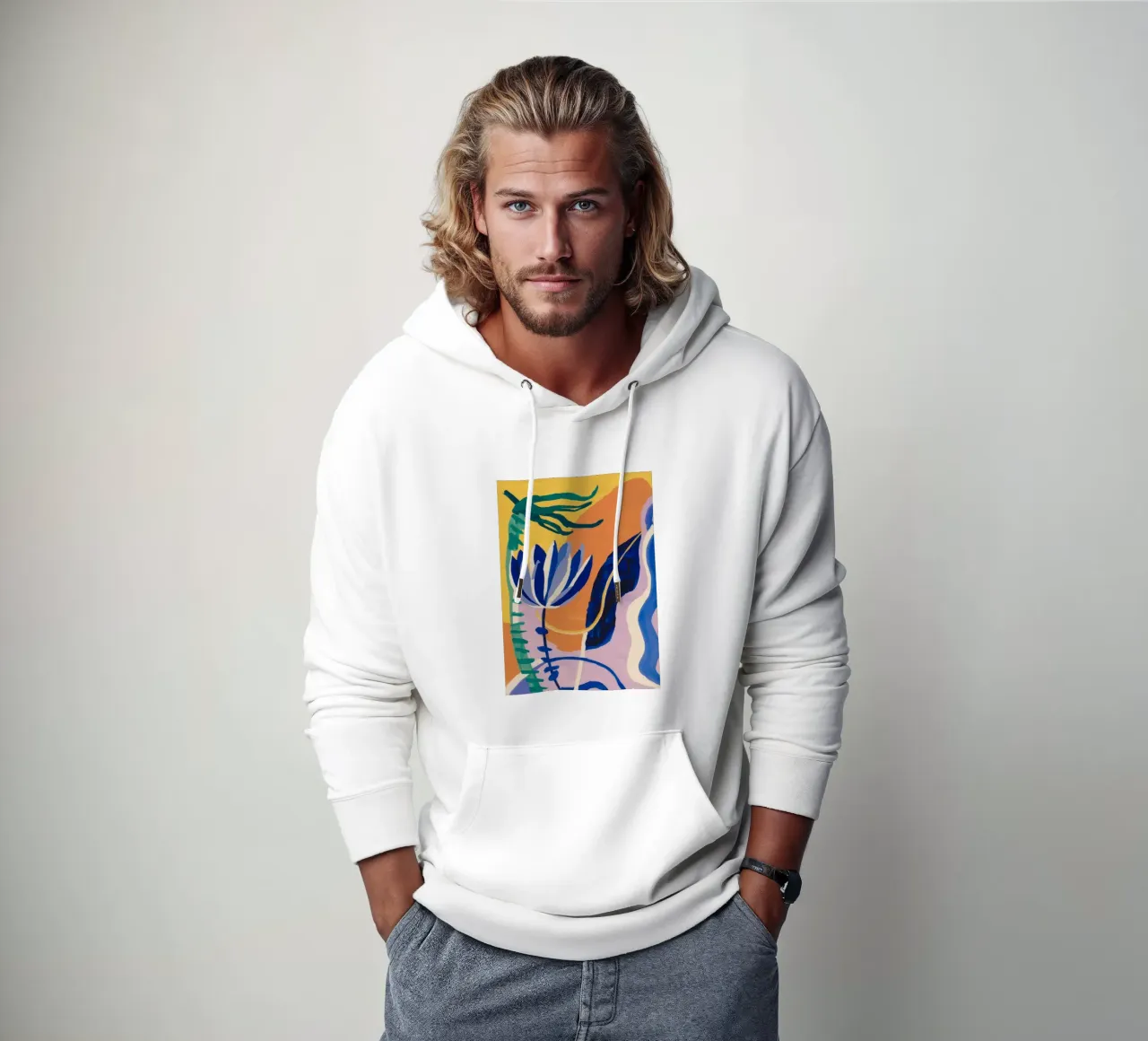 Forme astratte blu felpa con cappuccio da Haven Mirage