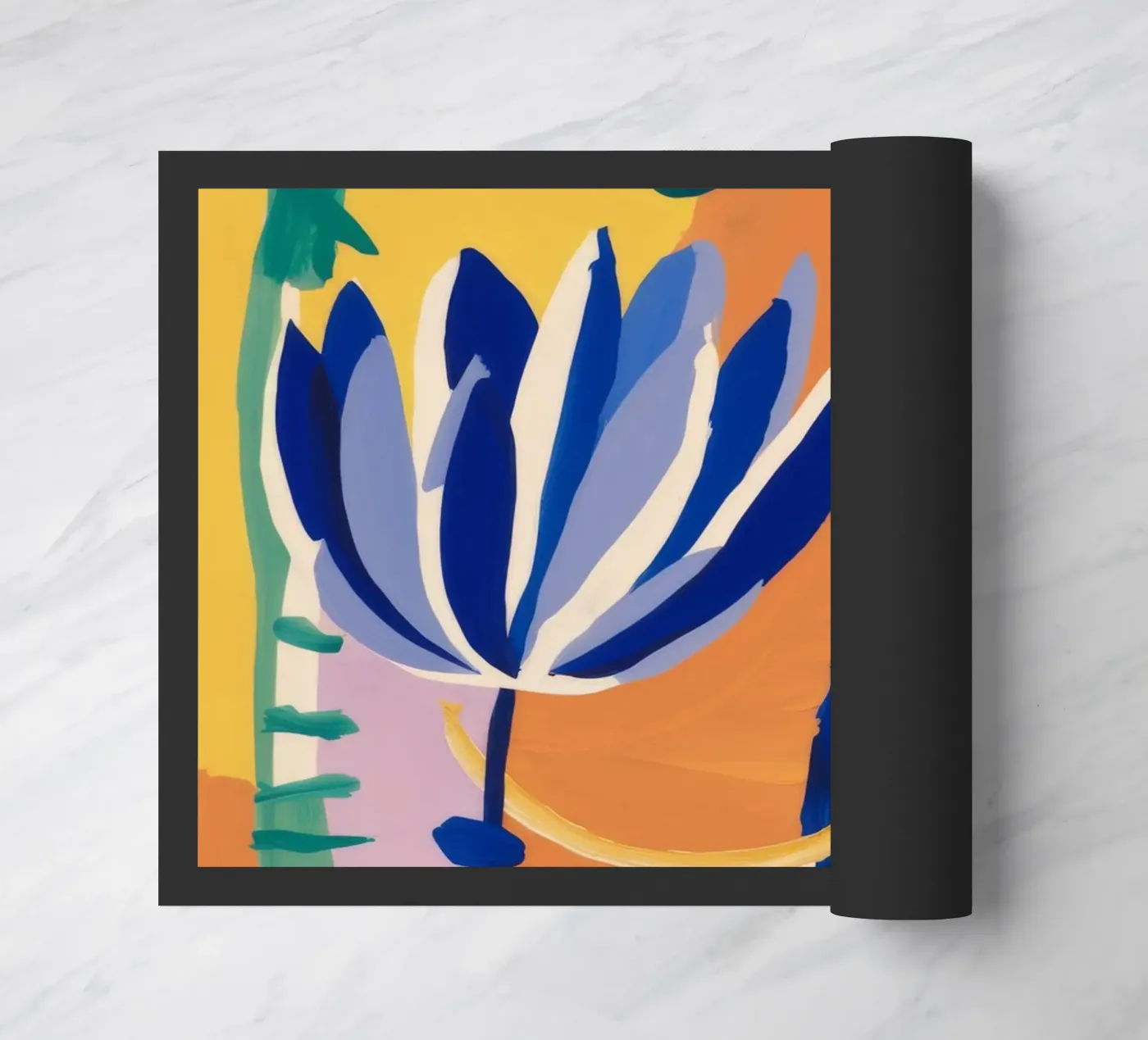 Abstrakte blaue Formulare Fußmatte von Haven Mirage